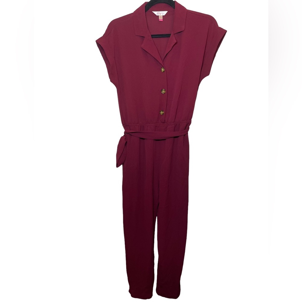 No boundaries burgundy jumpsuit with tie size xs NWT